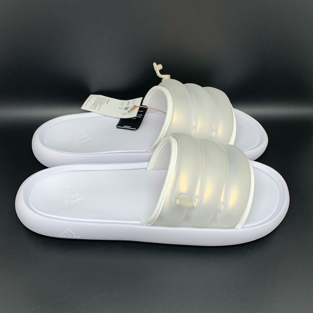Adidas Adilette Zplaash White Slides Men's Sz 12 Women's Sz 13 NWT